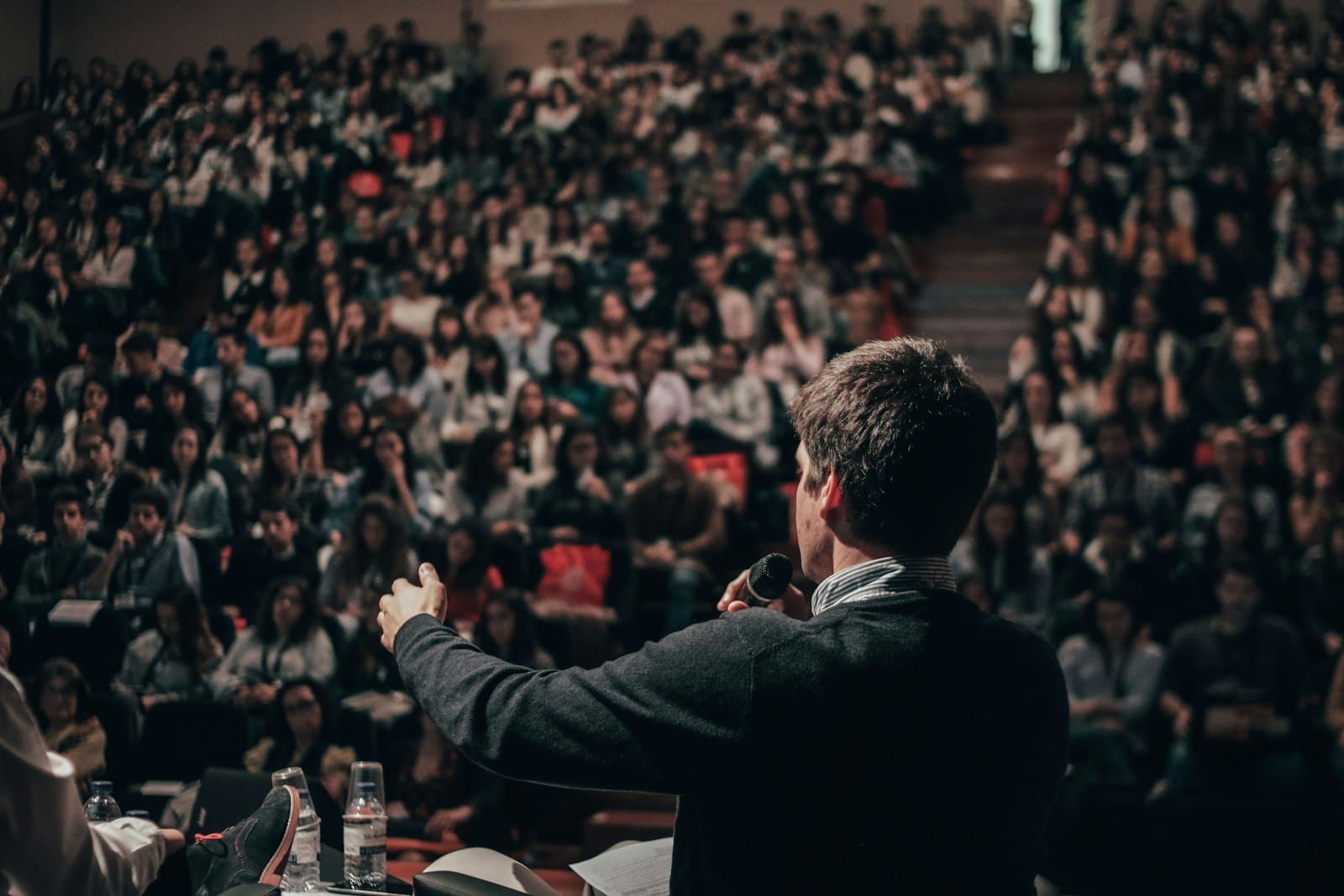 Speaker practicing a public talk